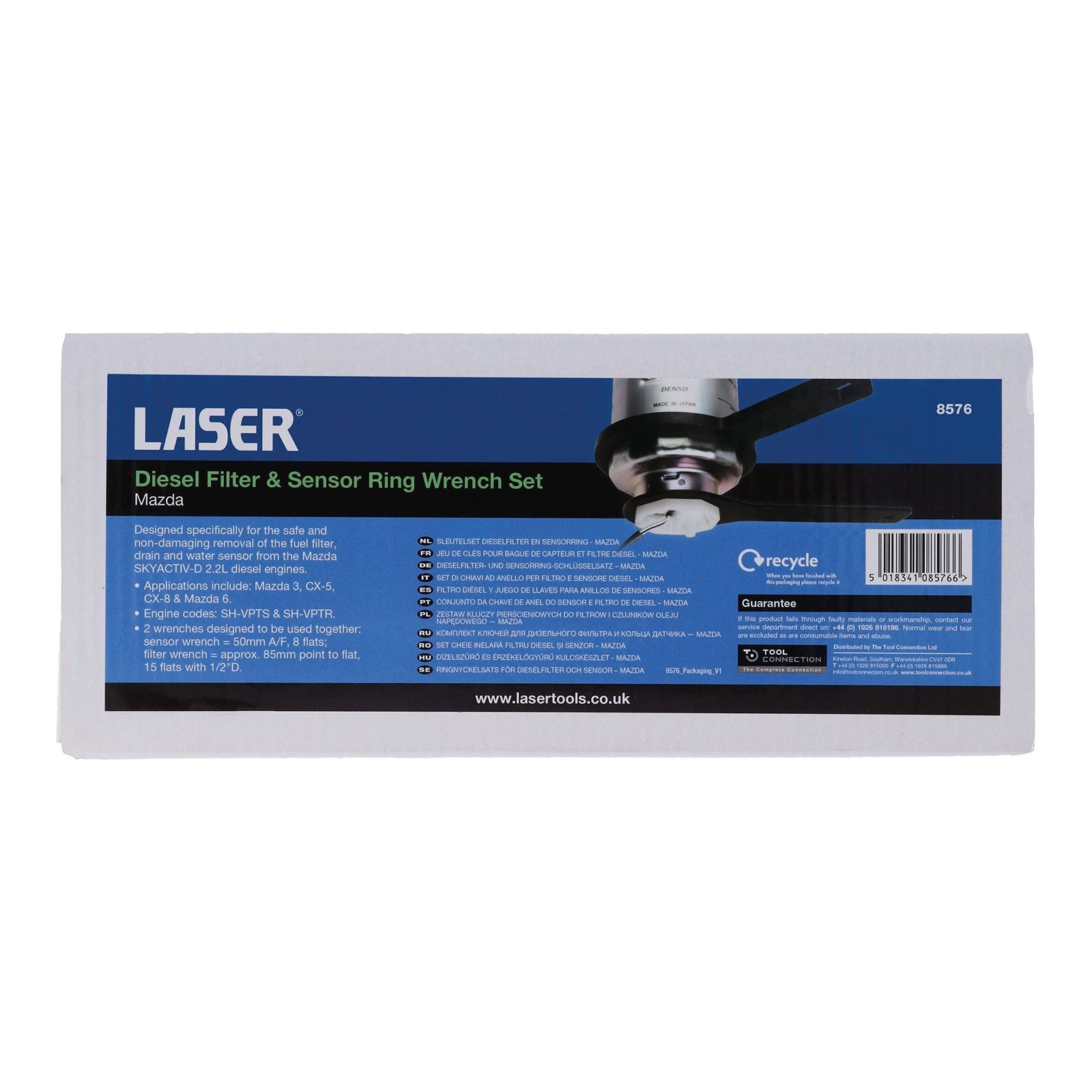 Laser Diesel Filter & Sensor Ring Wrench Set  Mazda 8576