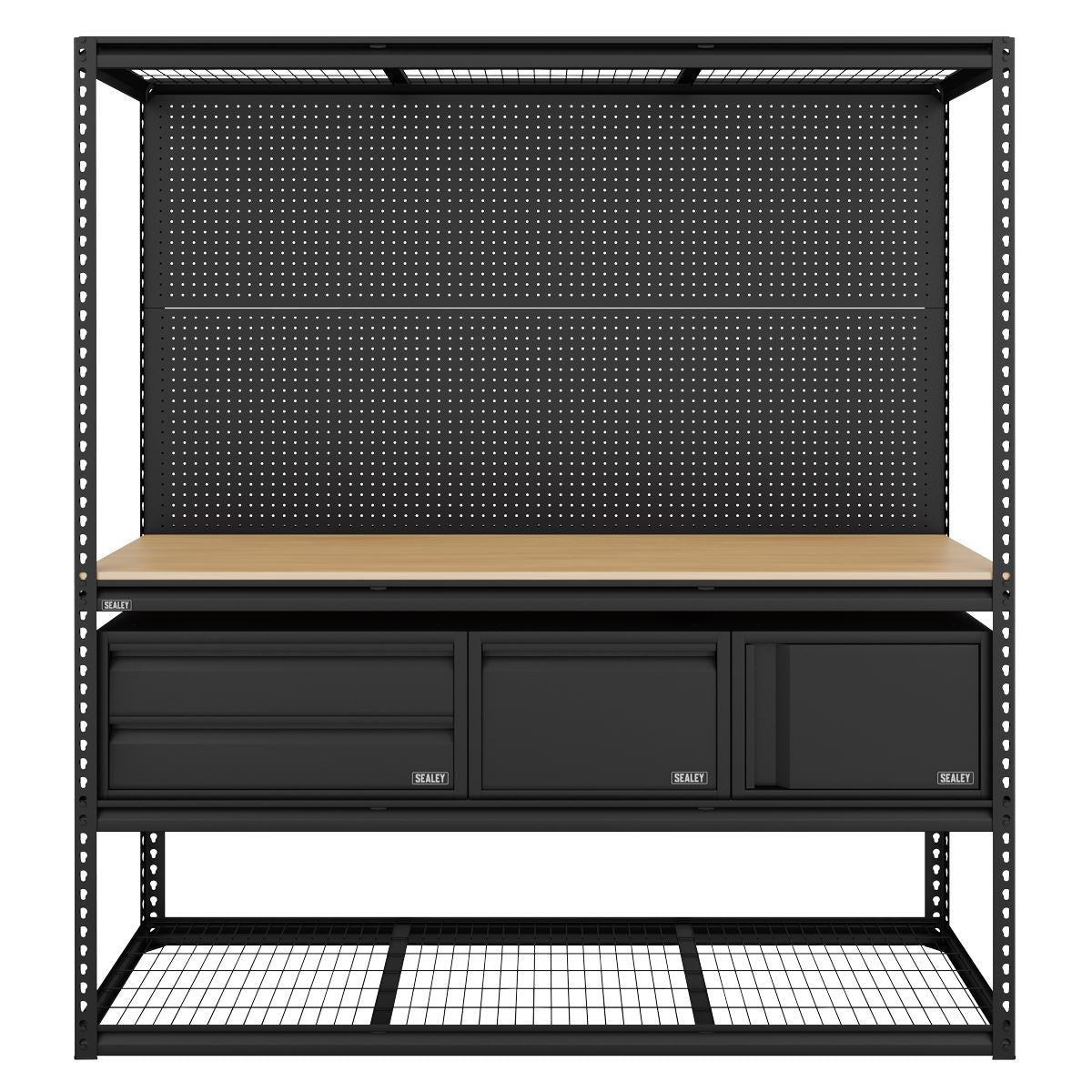 Sealey Heavy-Duty Modular Workbench & Racking Kit with 3 Storage Units