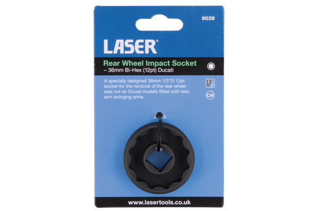 Laser Rear Wheel Impact Socket - 36mm Bi-Hex (12pt) Ducati