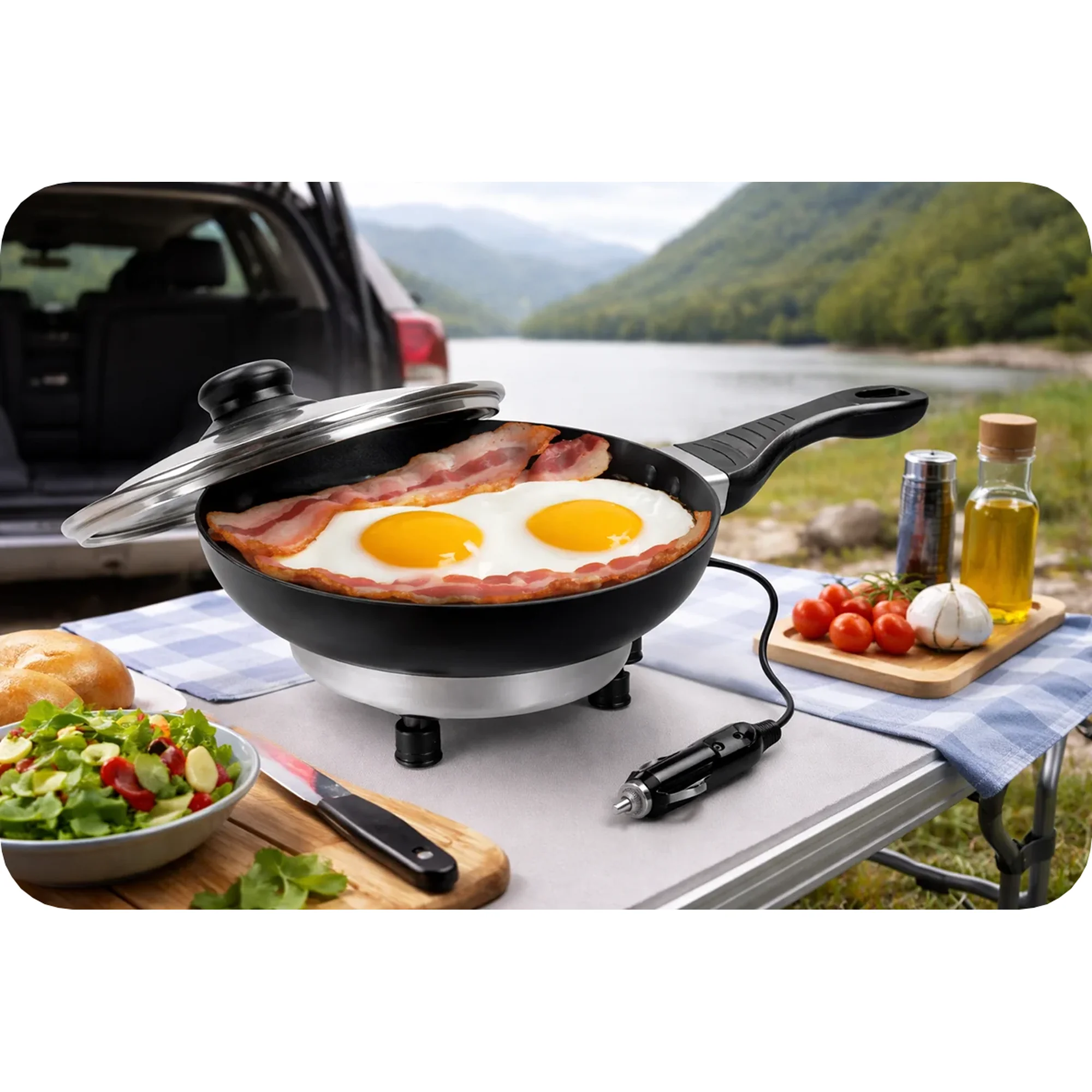 Quest 12V Frying Pan with Lid, 20cm Non-Stick