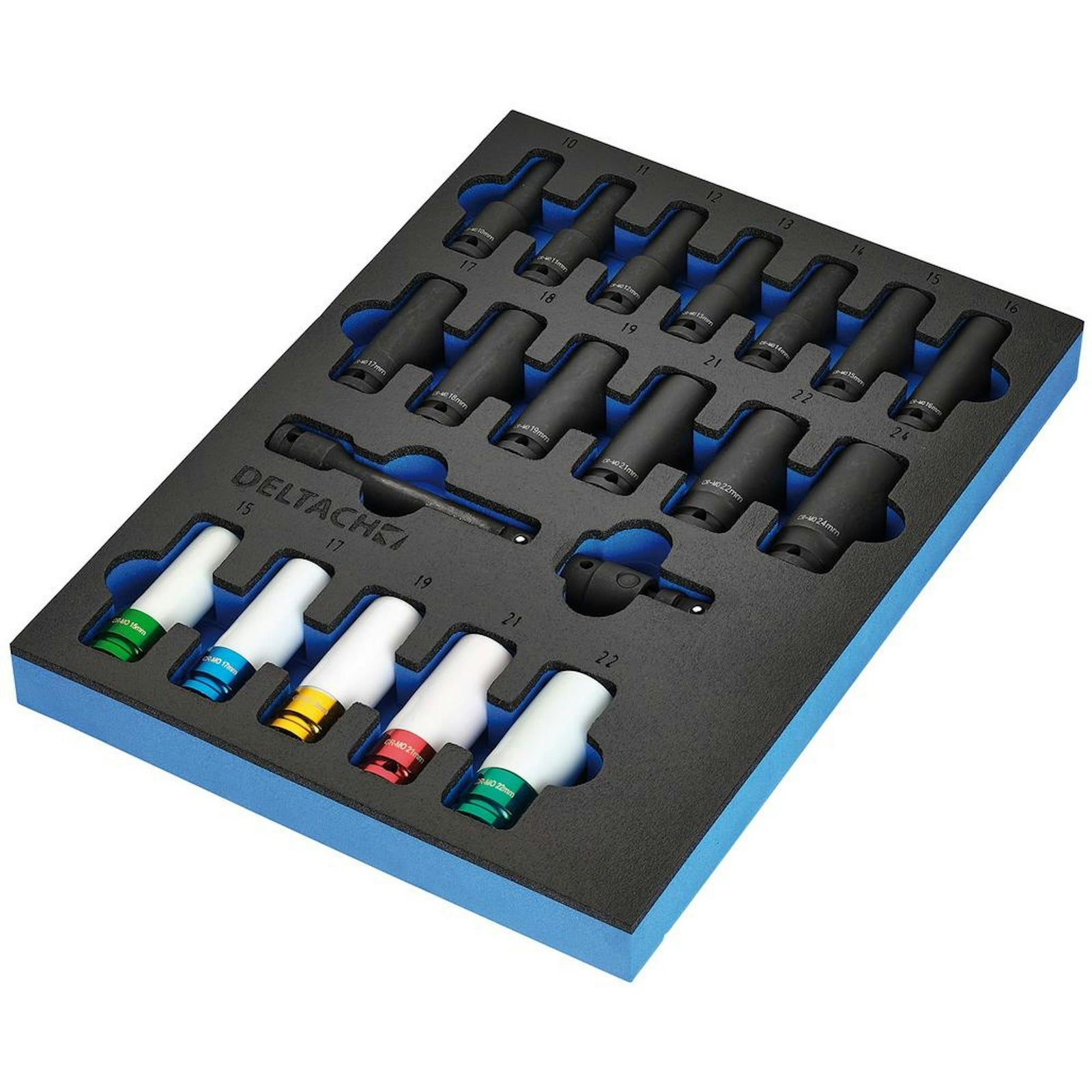 BUNKER Impact Socket Set in EVA Foam Inlay, 1/2" (20 Piece) - DELTACH-561025