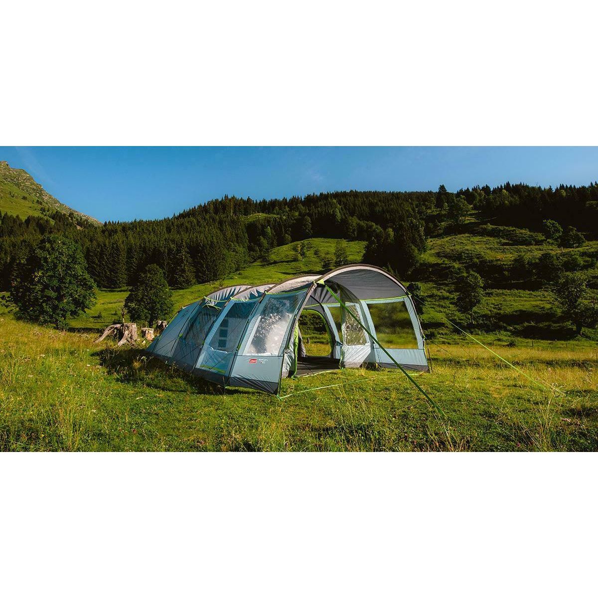 Coleman Tunnel Tent Meadowood 6L 6 Person Black Out Bedrooms Grey Camping Garden