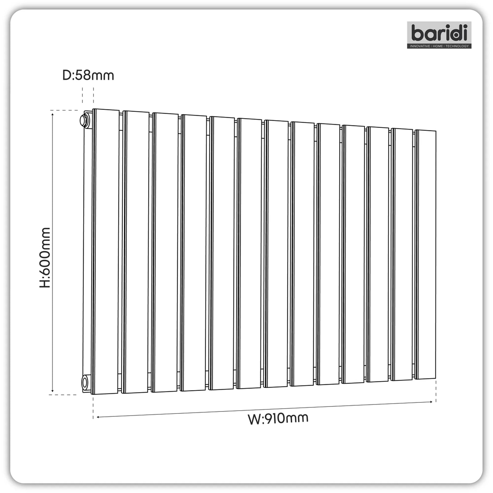 Baridi Horizontal Radiator DH341 600 x 910mm Anthracite