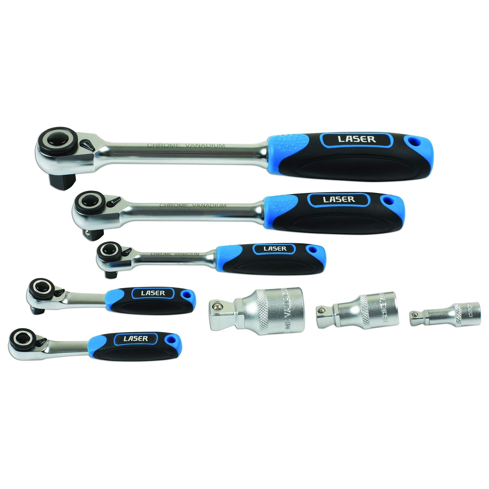 Laser Micro Head Ratchet Set 1/4"D, 3/8"D, 1/2"D 8pc 7548