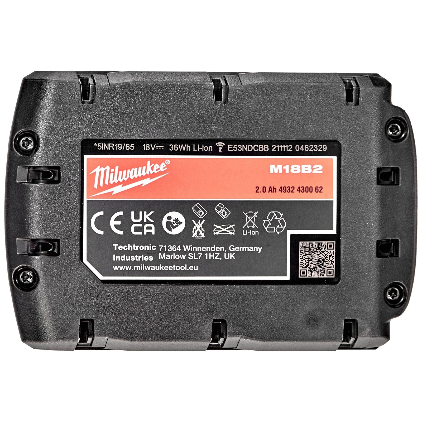 Milwaukee M18B2 M18 2.0Ah Lithium-Ion Battery - Red