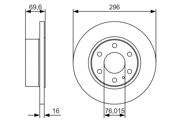 Bosch 2 x Solid 296mm Brake Disc 0986479A51