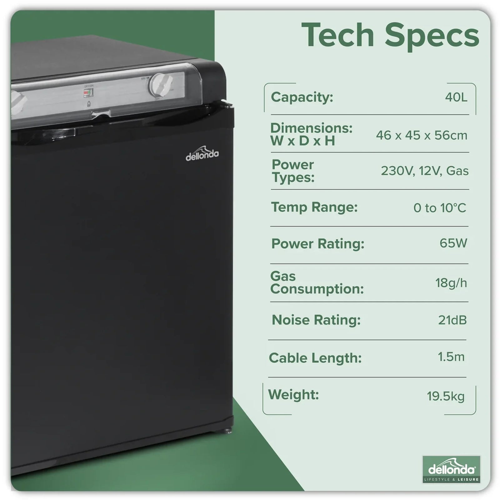 Dellonda 3-Way Fridge 40L Portable Camping Cooler