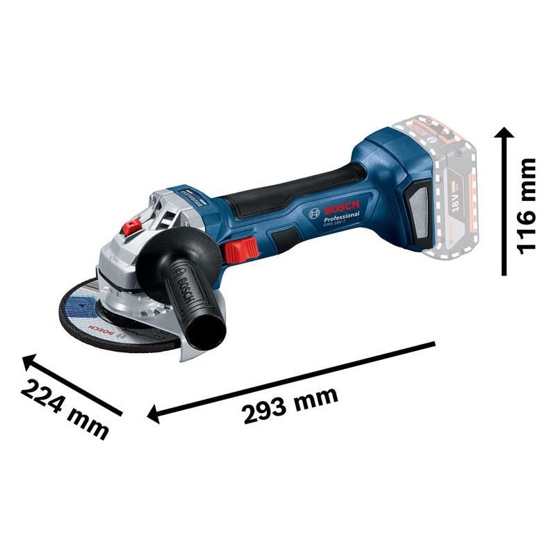 Bosch GWS 18V-7 Professional Angle Grinder 115mm 18V 2 x 4.0Ah Li-ion