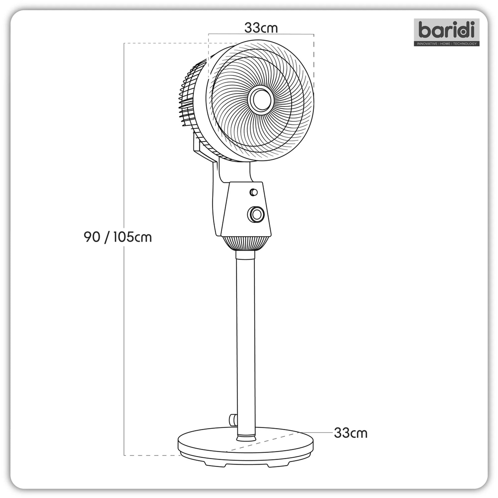 Baridi 10" Pedestal Fan DH142 60W Grey