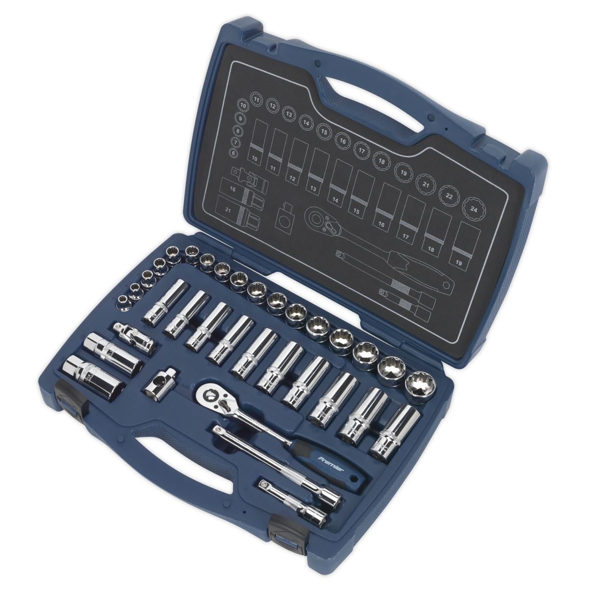 Sealey Socket Set 34pc 3/8"Sq Drive 12pt WallDrive Metric AK8994