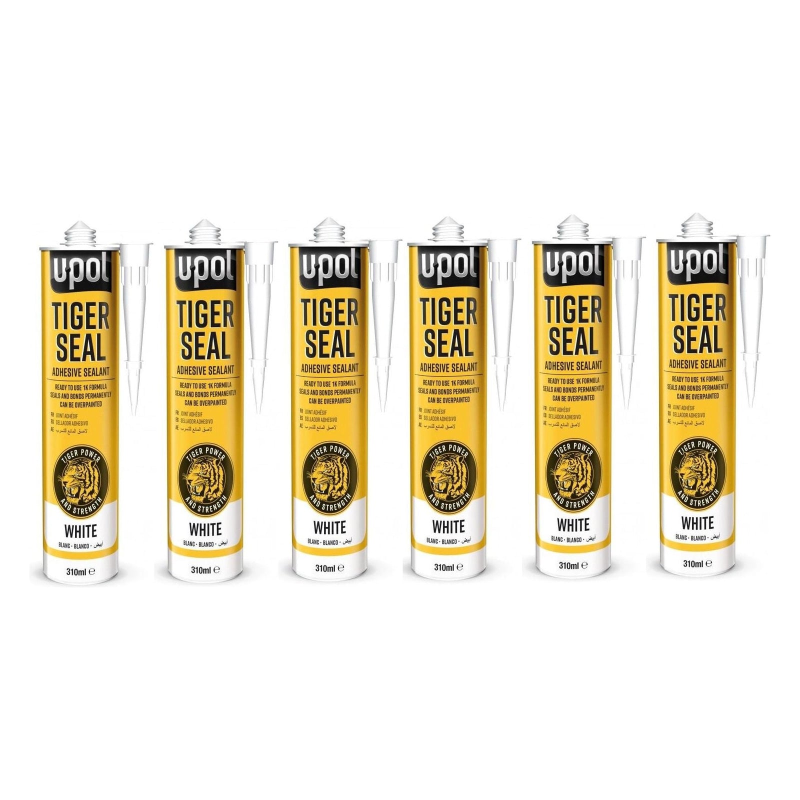 6x Upol Tiger Seal White 310ml Polyurethane Adhesive Sealant TIG/BW New U-POL