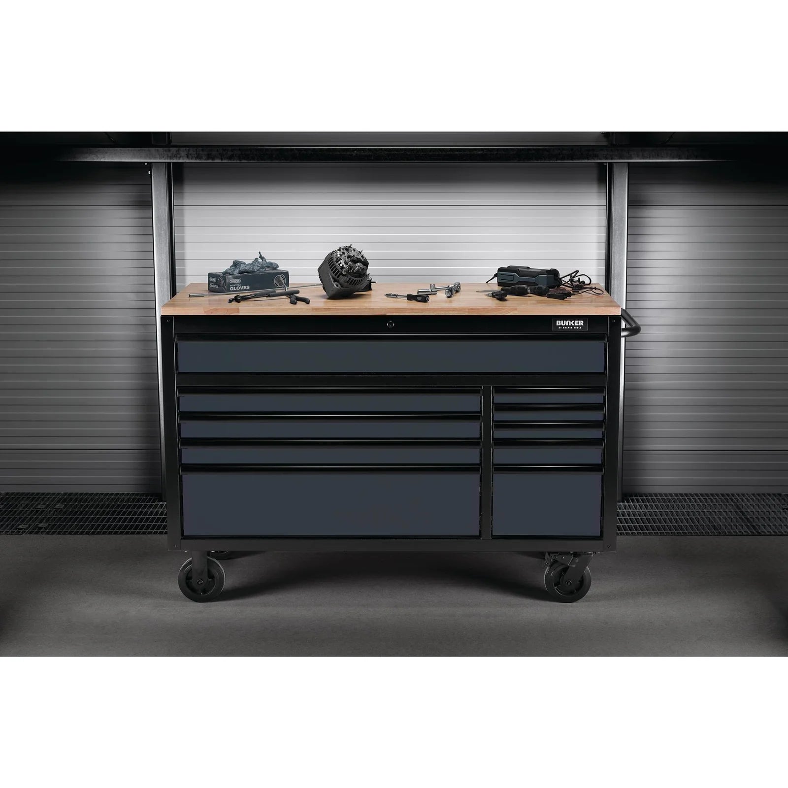 BUNKER 10 Drawer Workbench Roller Tool Cabinet, 56", Grey - B100-56G/FSC