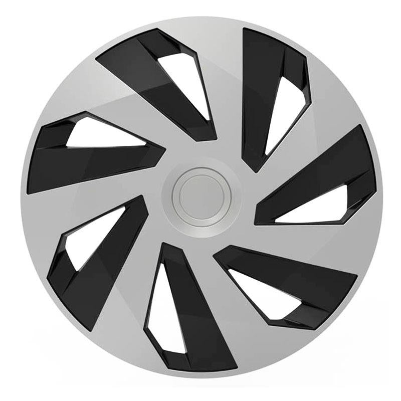 Set of 4 Vector Silver & Black Alloy Look Wheel Trims Hub Caps 16" Protection