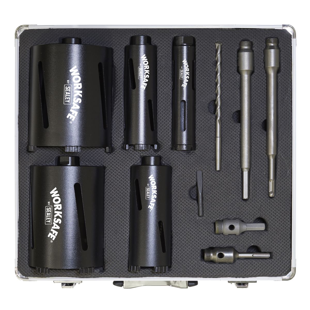 Sealey Diamond 5 Core Kit (ï38 52 65 117 127mm Cores with Adaptors) WDCKIT5