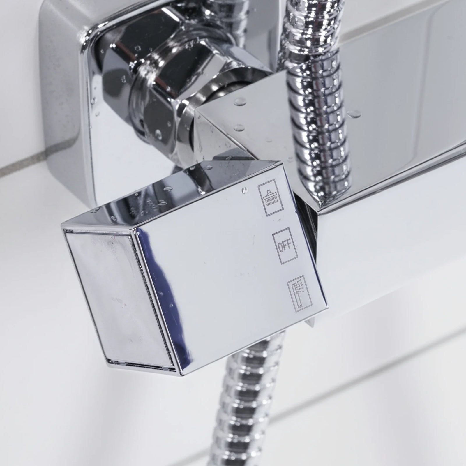 Baridi Thermostatic Shower Mixer Set 20x20cm Square Head
