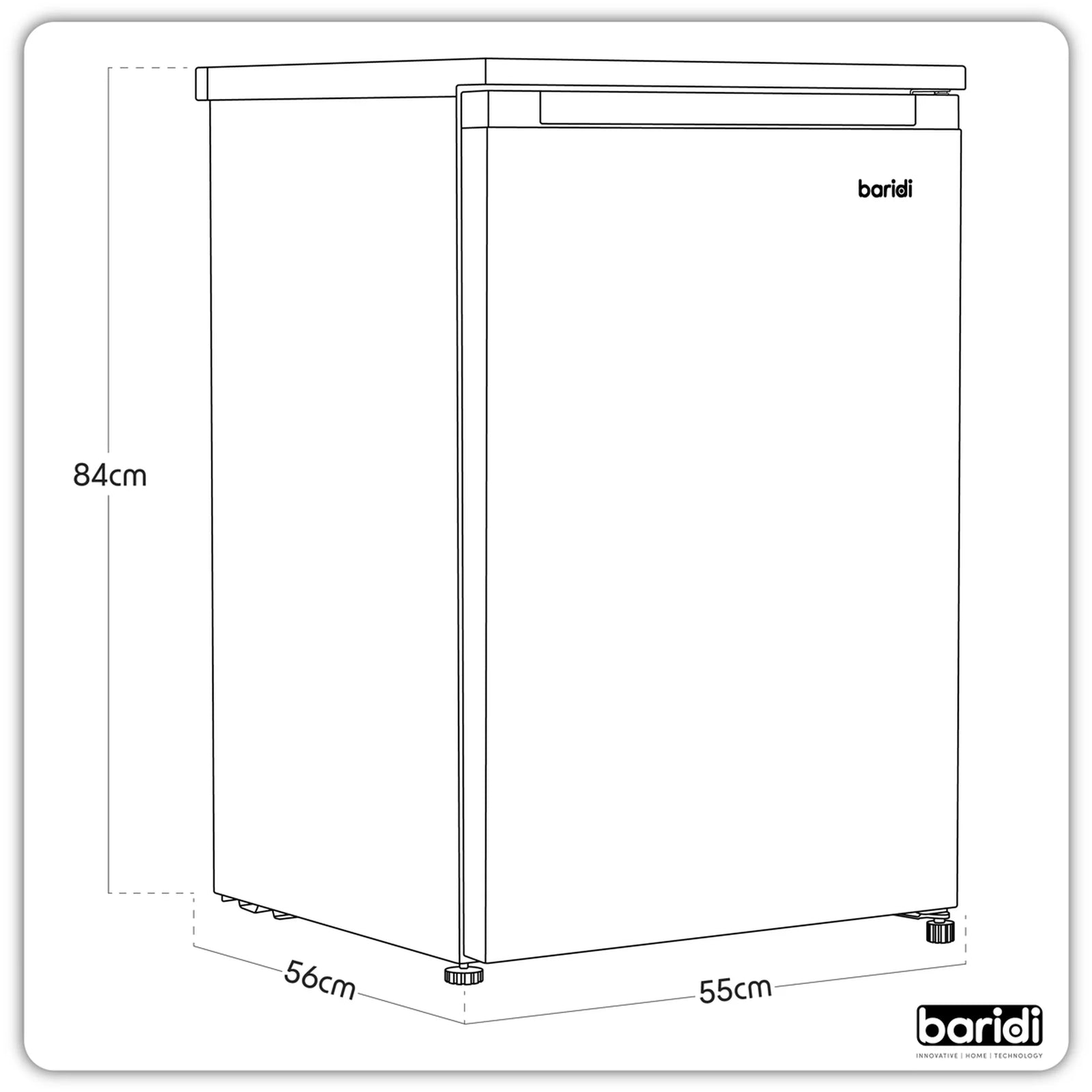 Baridi Undercounter Freezer DH250 85L - White