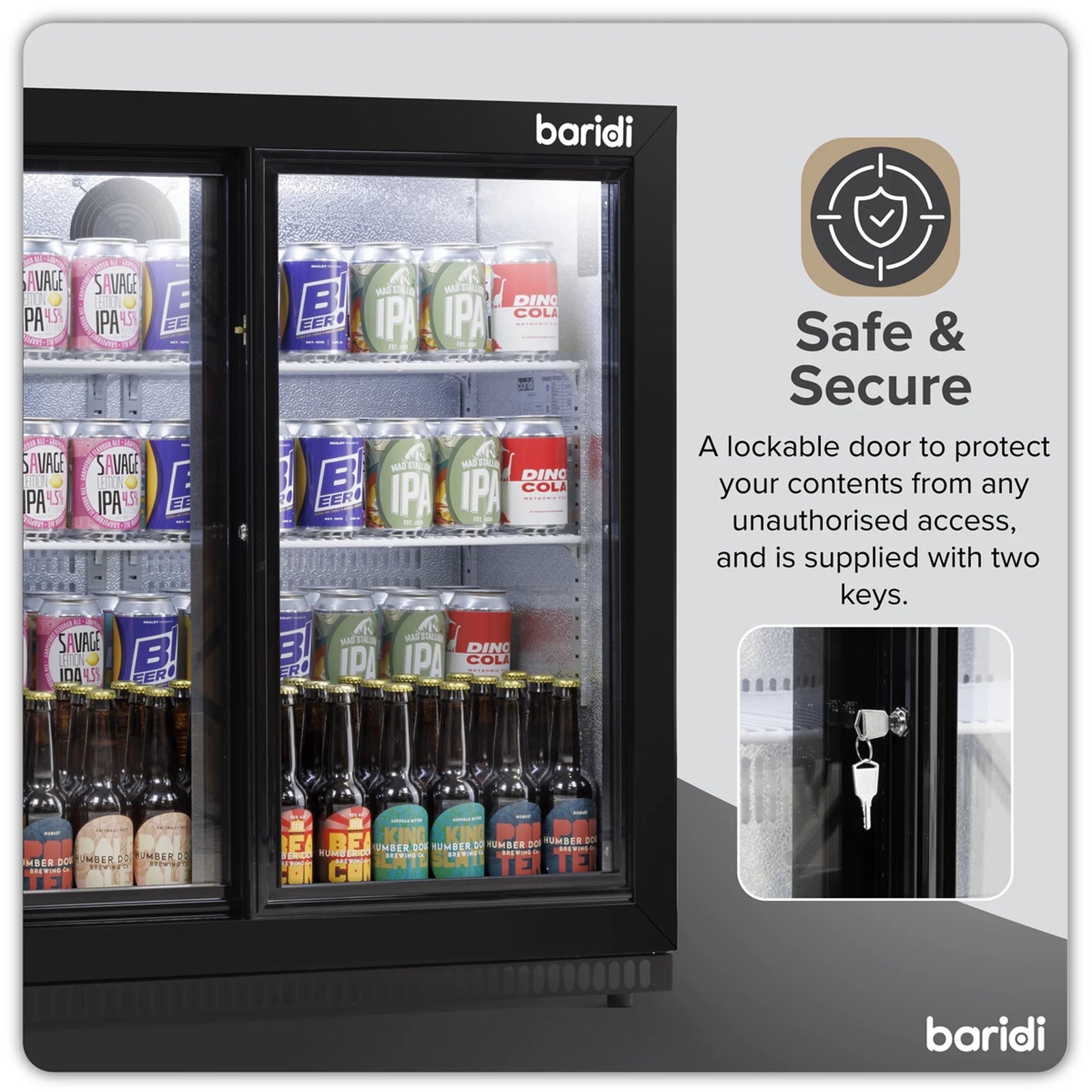 Baridi Back Bar Drinks Fridge Cooler DH273 190L Black