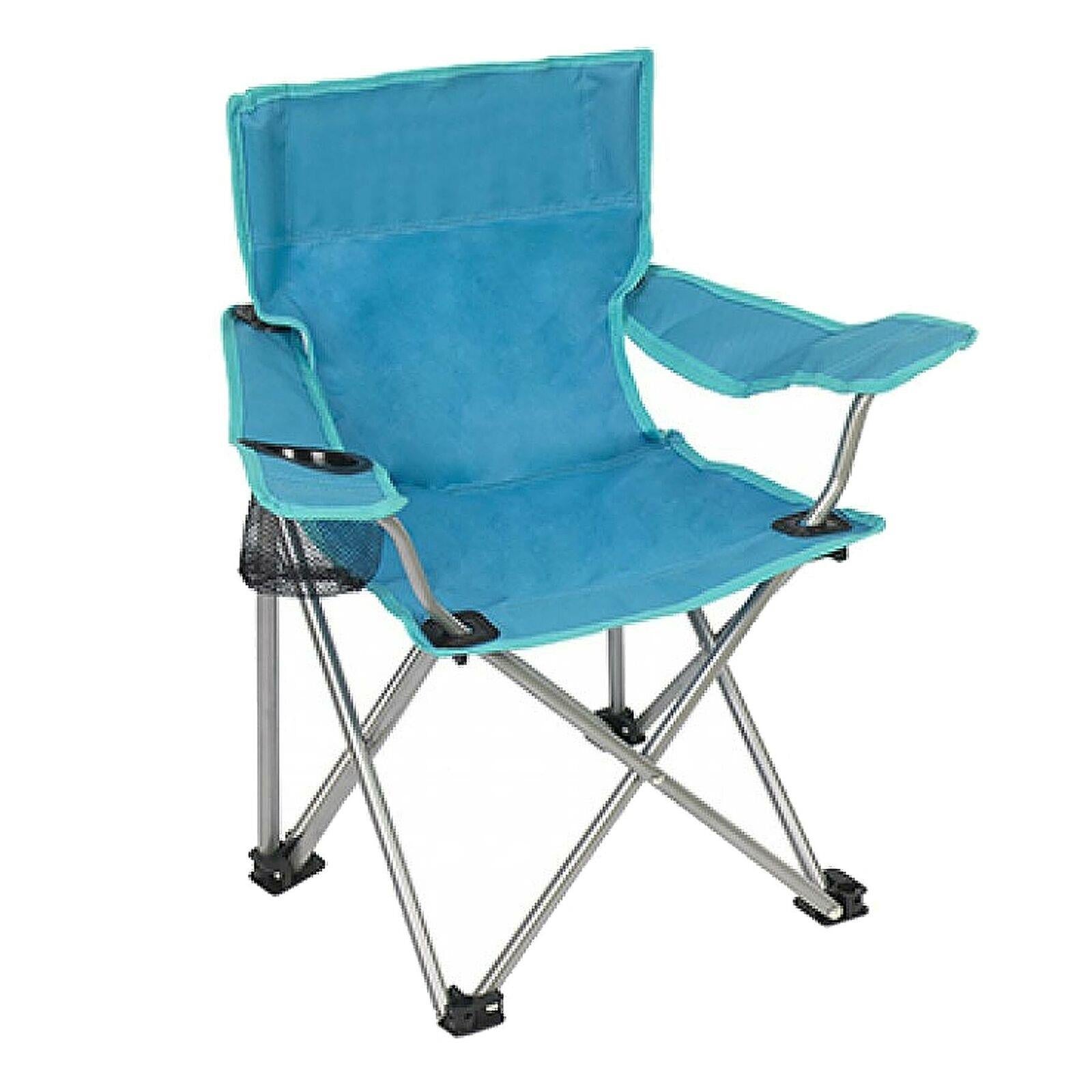 Blue Junior Camping Chairs Kids Outdoor Portable Picnic Beach Folding Seat