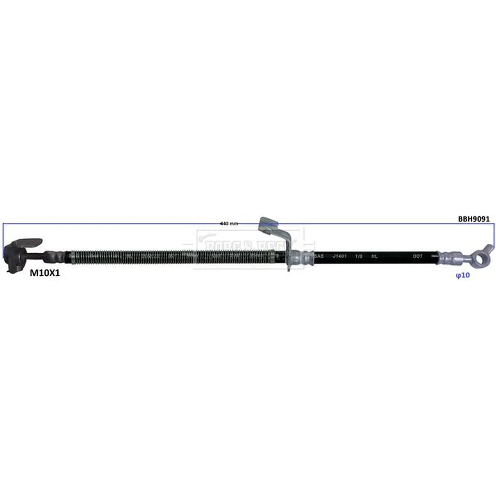 Borg & Beck Brake Hydraulic Hose Line Front Left BBH9091