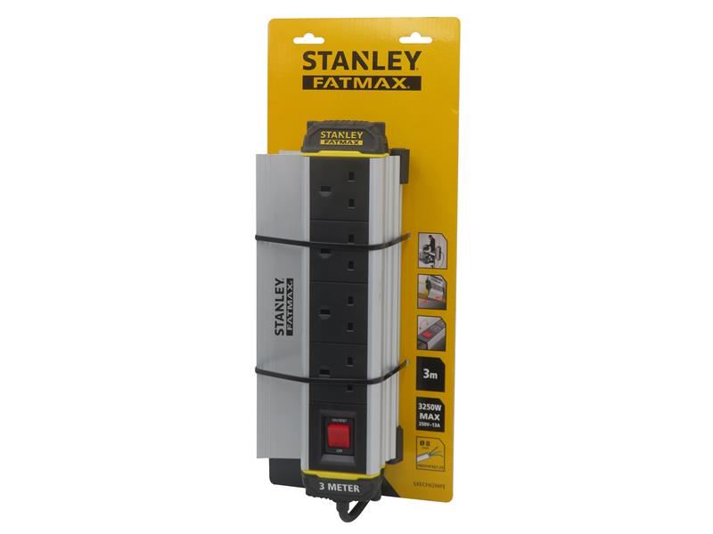 STANLEY Electrical 4-Gang IP20 Powerboard with Clamp 3m
