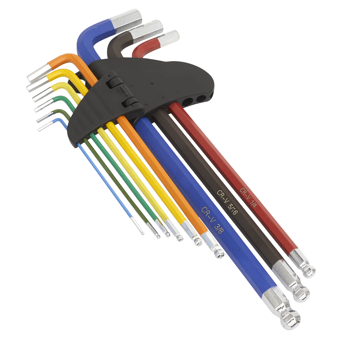 Sealey Ball-End Hex Key Set Extra-Long 9pc Colour-Coded Imperial AK7198