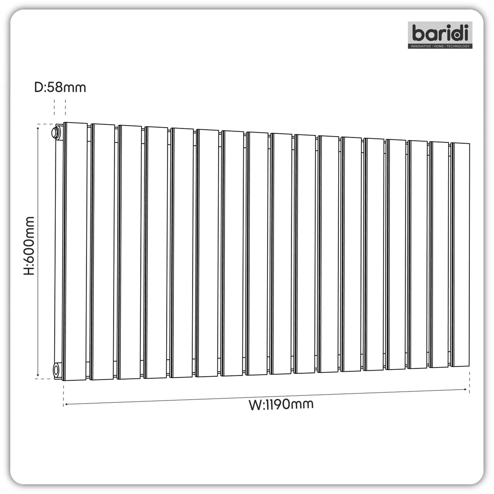 Baridi Horizontal Radiator 600x1190mm Anthracite DH342