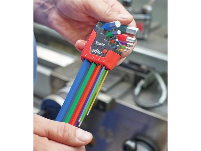 Wiha ErgoStar Colour Hex Ball End L-key Set, 9 Piece