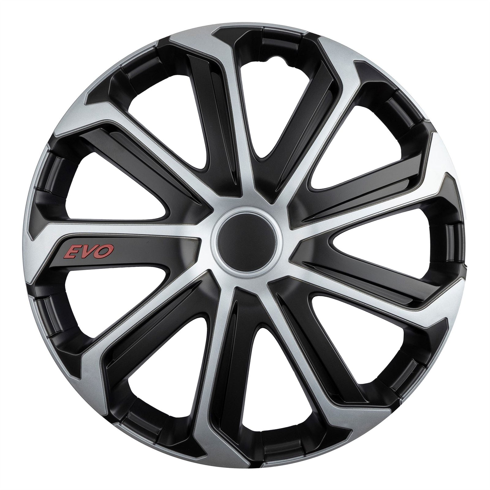 Evo Black/Silver 14" Alloy Look Multi-Spoke Wheel Trims Hub Caps Covers