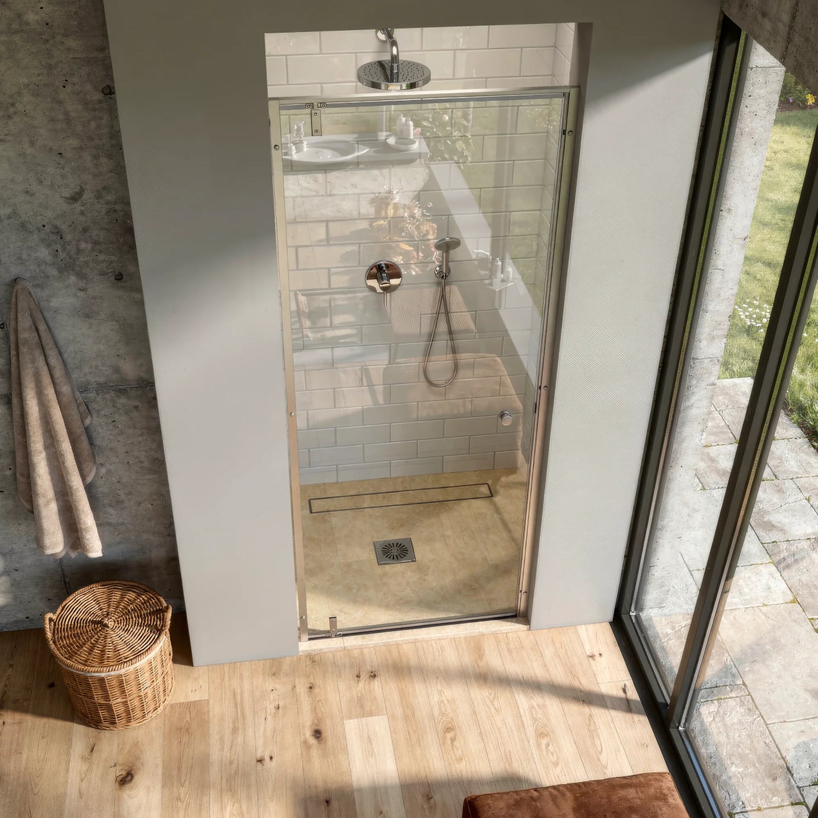 Baridi Hinged Shower Door 800 x 1850mm 6mm Tempered Glass