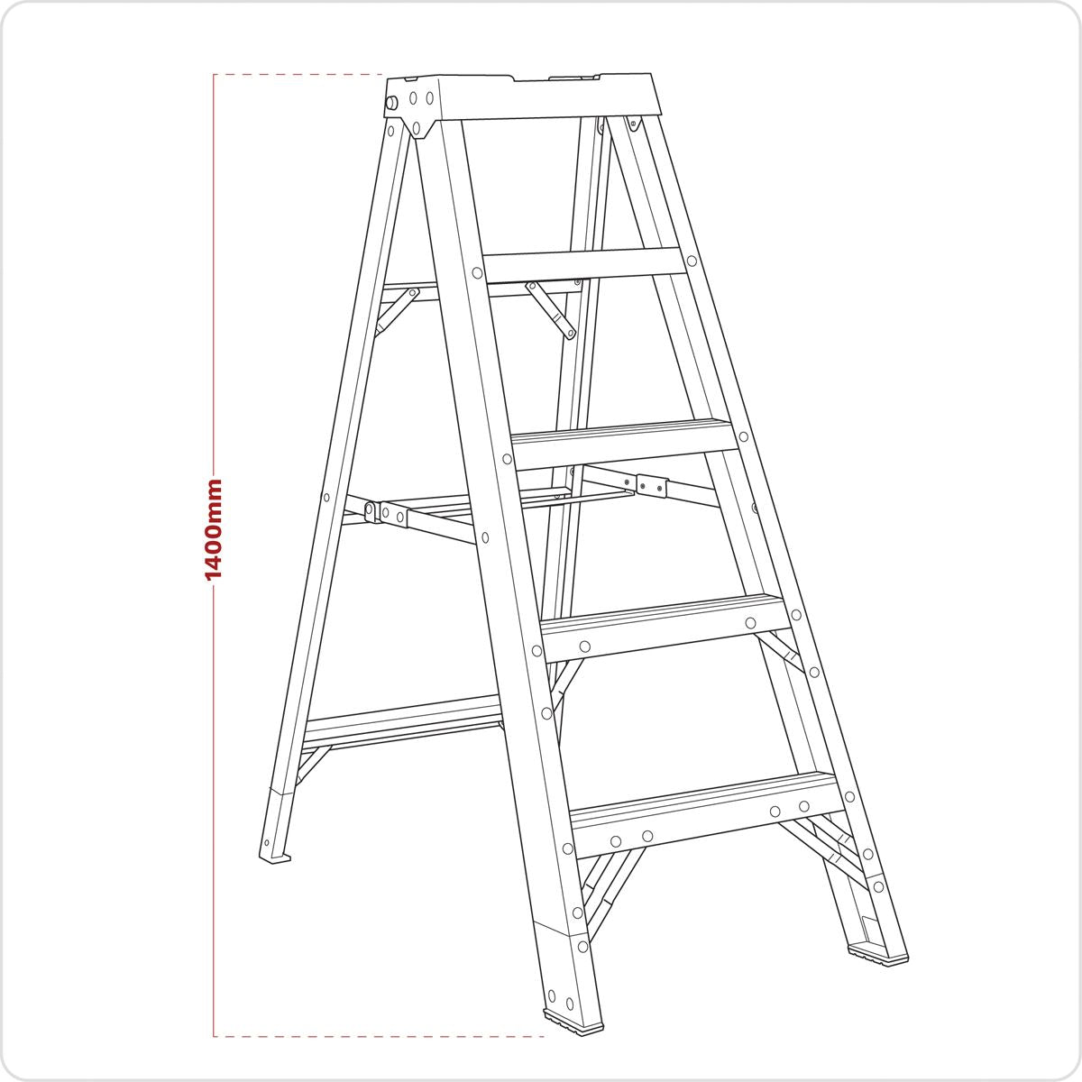 Sealey Fibreglass Step Ladder 4-Tread - BS EN 131 FSL5