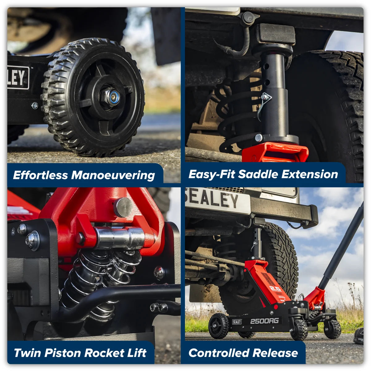 Sealey Trolley Jack 2500RG 2.5 Tonne for Off-Road Vehicles