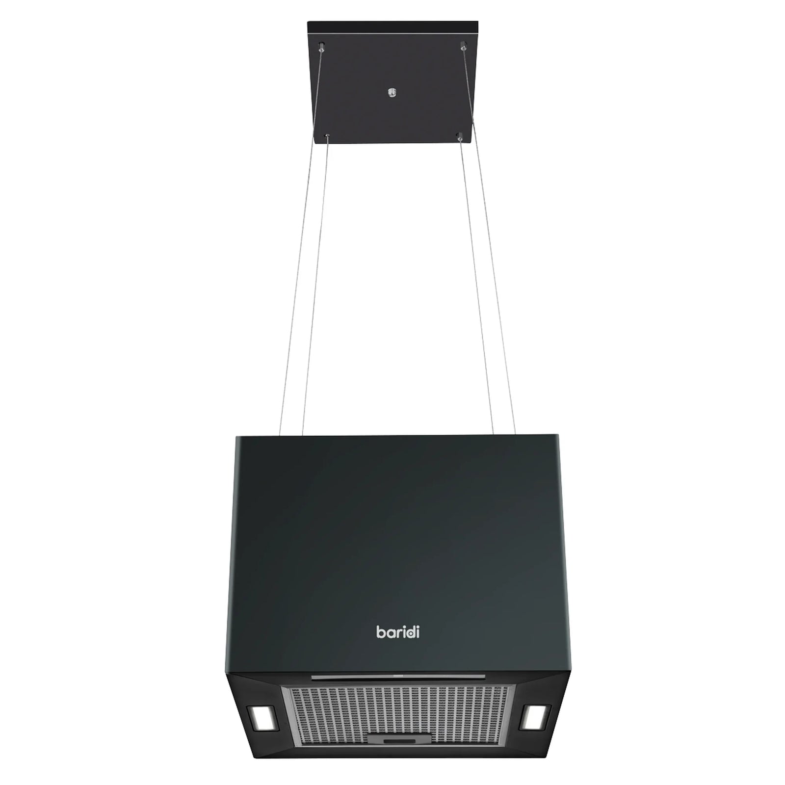 Baridi Square Island Cooker Hood 40cm - Black - 530m³/h
