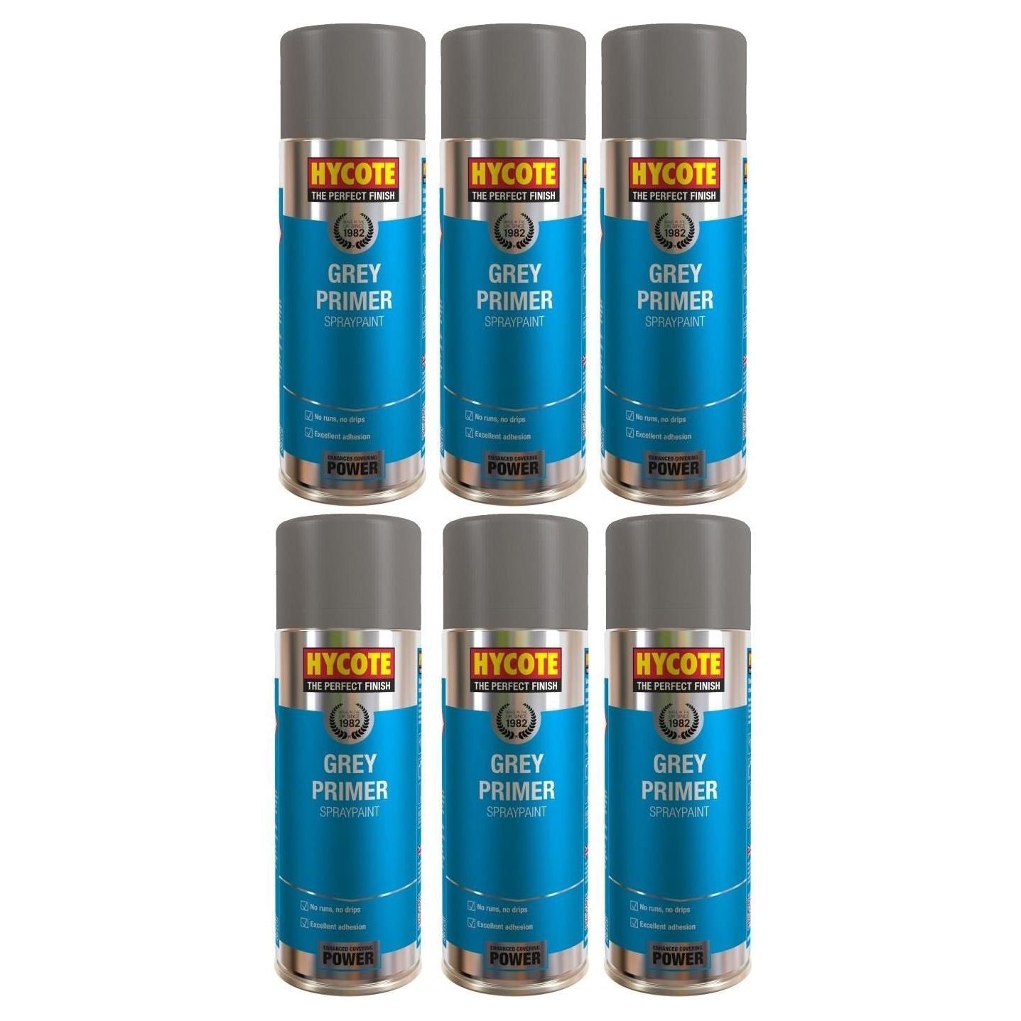 6x Hycote XUK03015 Grey Primer 400ml C/O