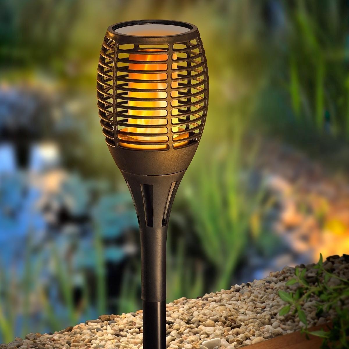 30 LED Flame Solar Torch Light Waterproof Flickering Dancing Path Garden Lamp