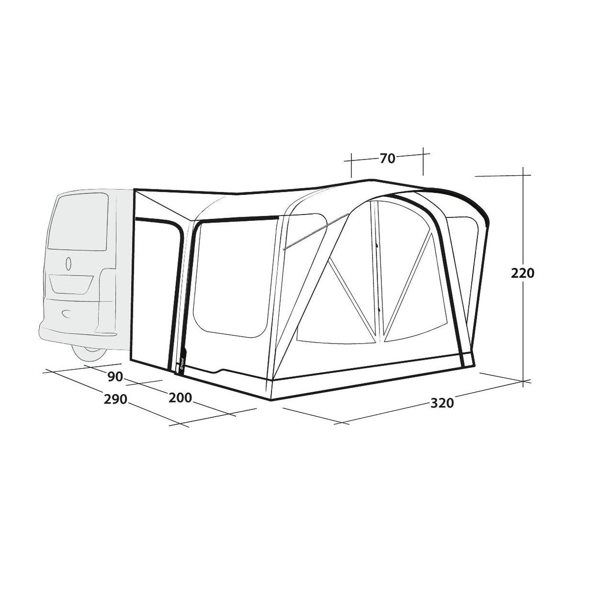 Outwell Park PowerAir Driveaway Awning Campervan 175-200cm Low