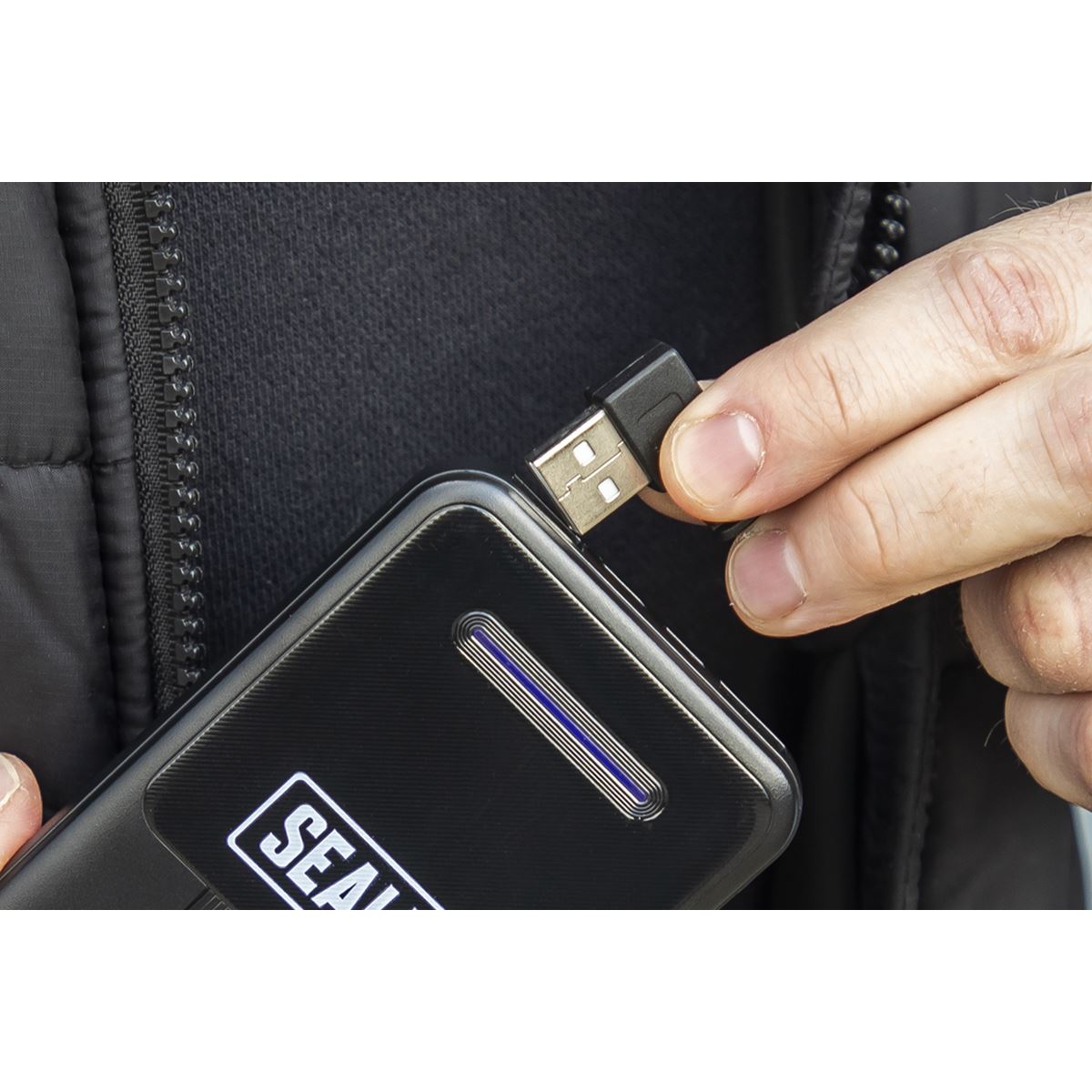 Sealey 5V Heated Rain Jacket with Power Bank 20Ah - Large HJ07KIT