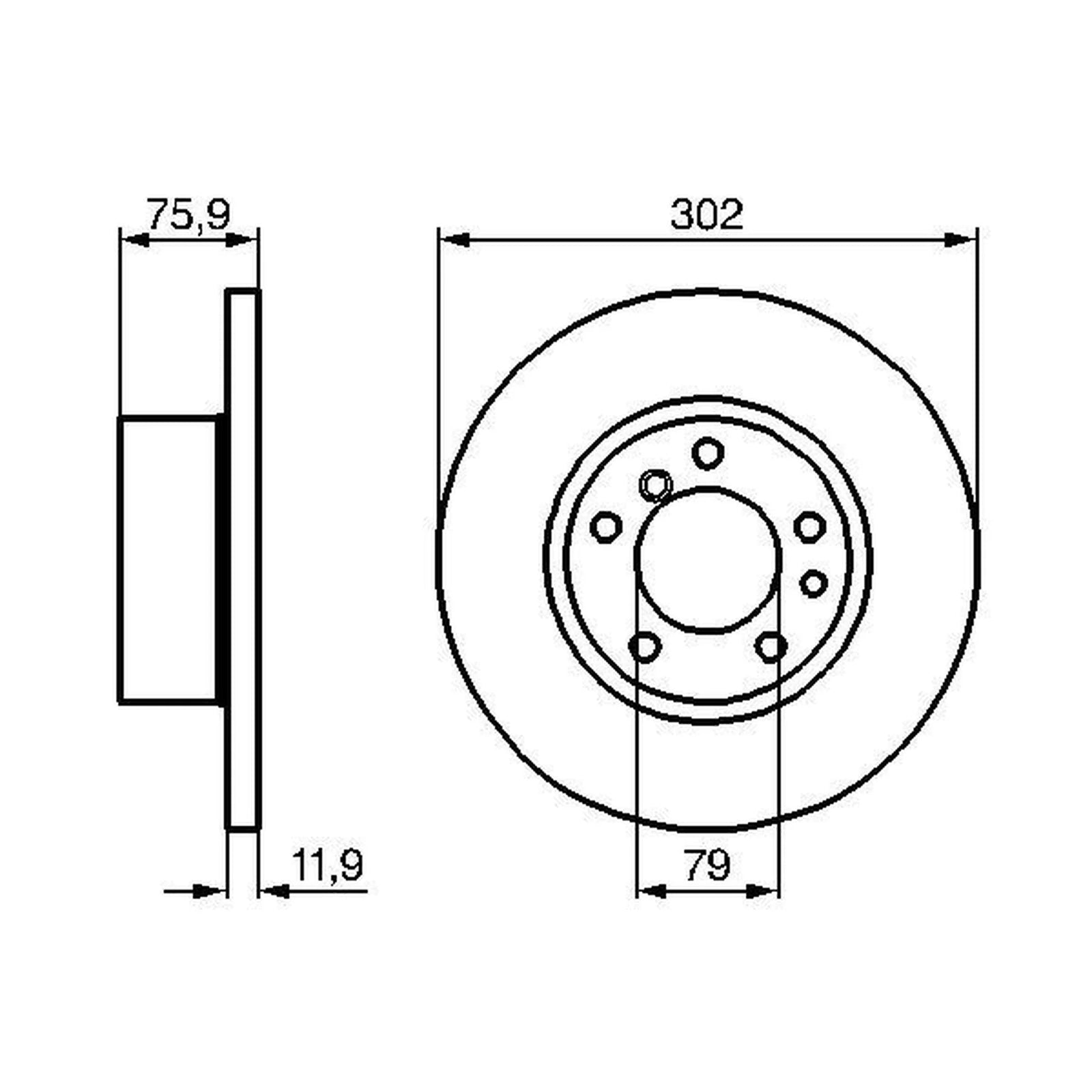 Bosch 2 x Solid Brake Discs fits BMW 5 1987-1996