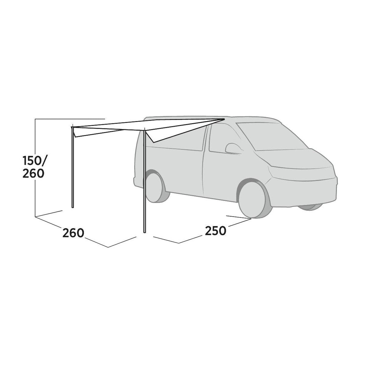 Easy Camp Voss Campervan Canopy Sun Shade (150-260cm Height)
