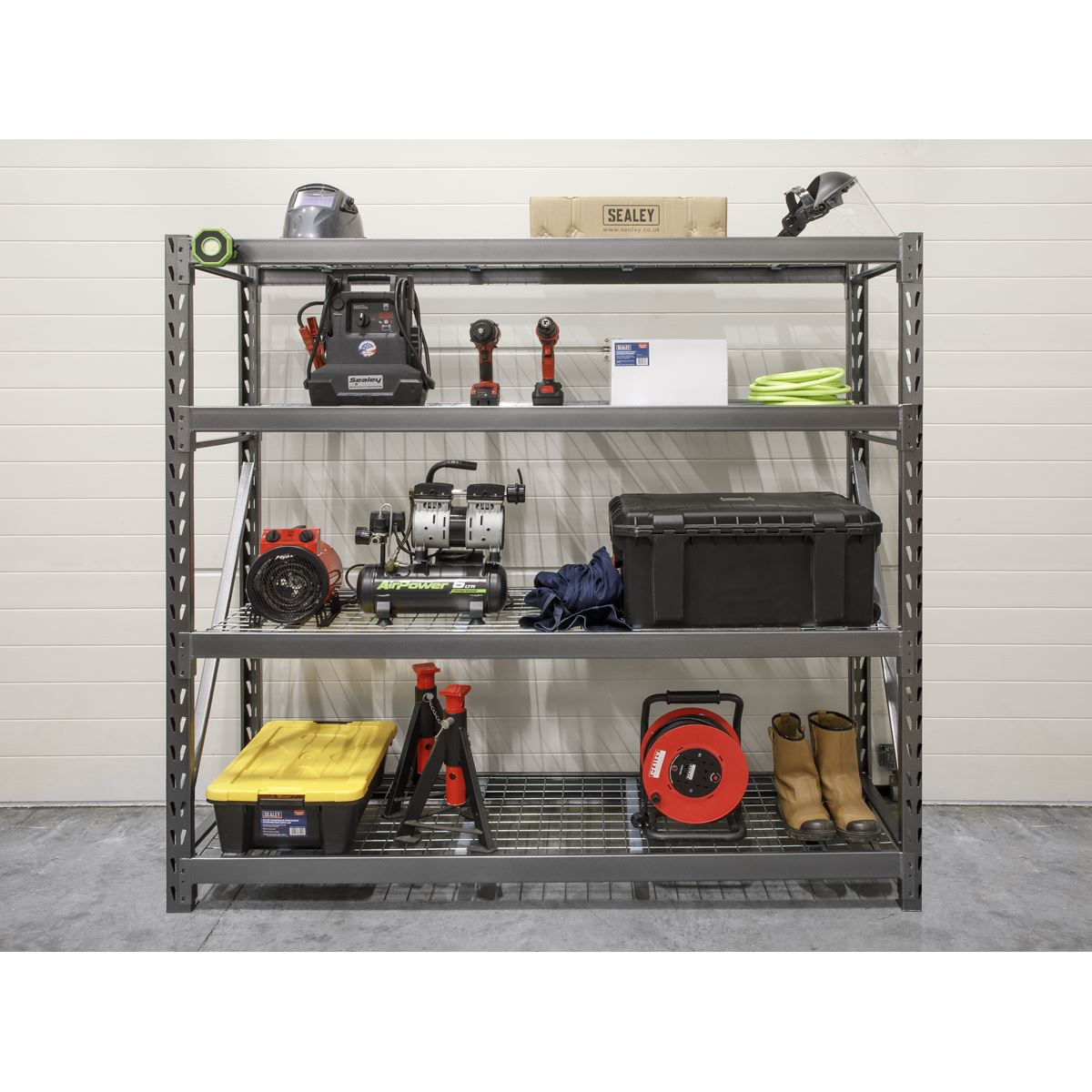 Sealey Heavy-Duty Racking Unit with 4 Mesh Shelves 640kg Capacity Per Level 1956