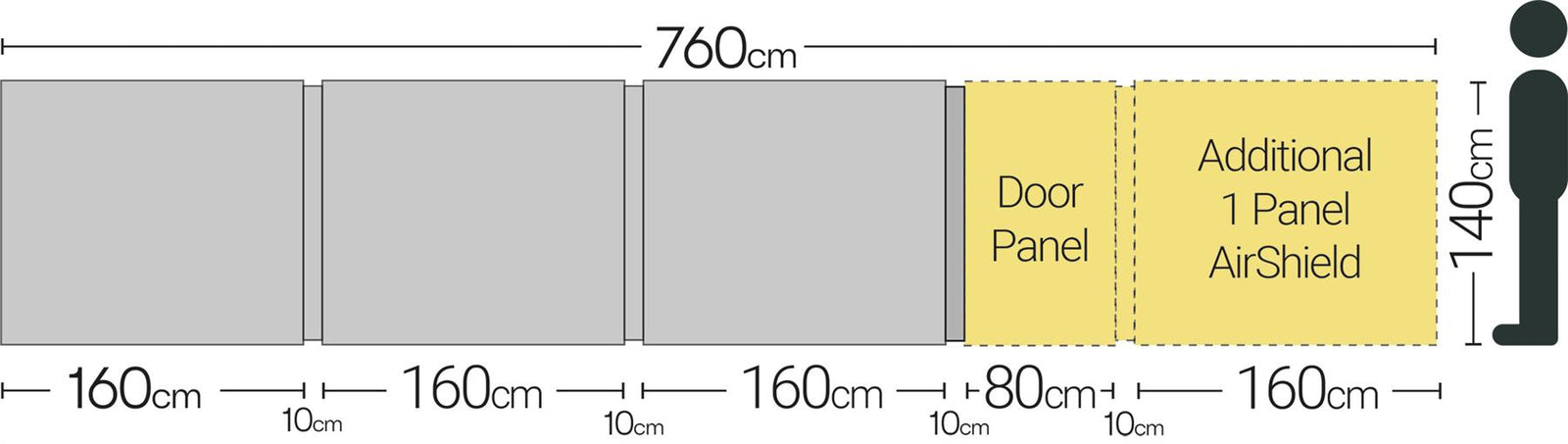 Quest Falcon Pro AirShield 500 Windbreak (3 panels - mid grey)
