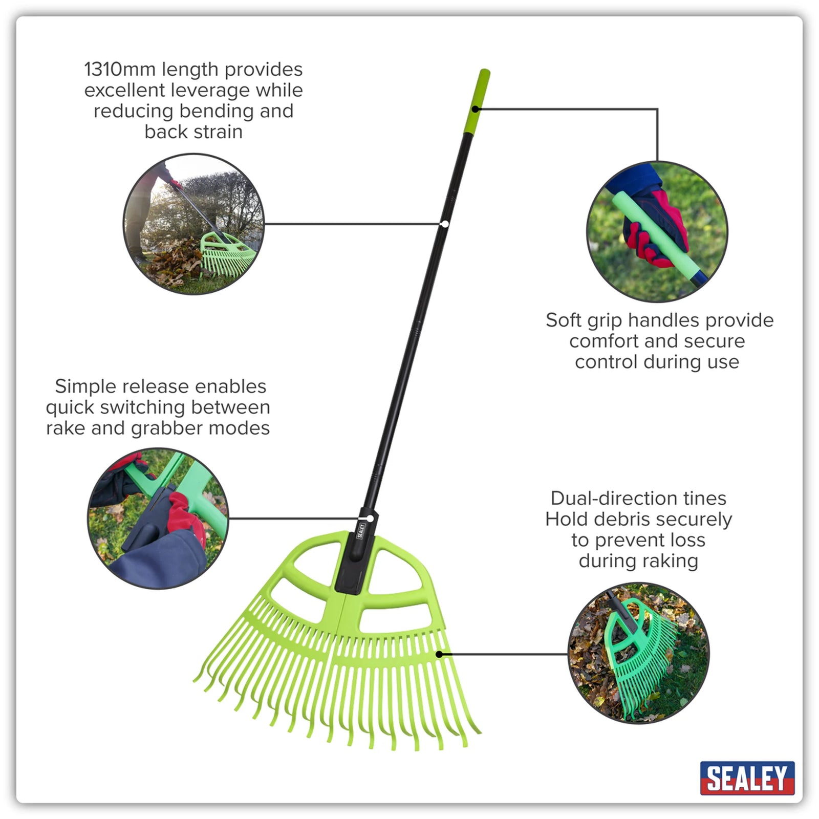 Sealey 2-in-1 Rake & Leaf Grabber GTLG2 620mm Wide