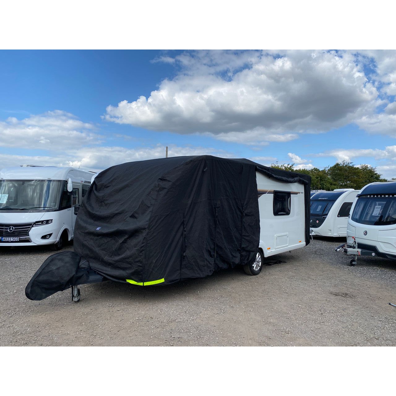 OLPRO Breathable Waterproof 4Ply Caravan Cover with Free Hitch Cover Black