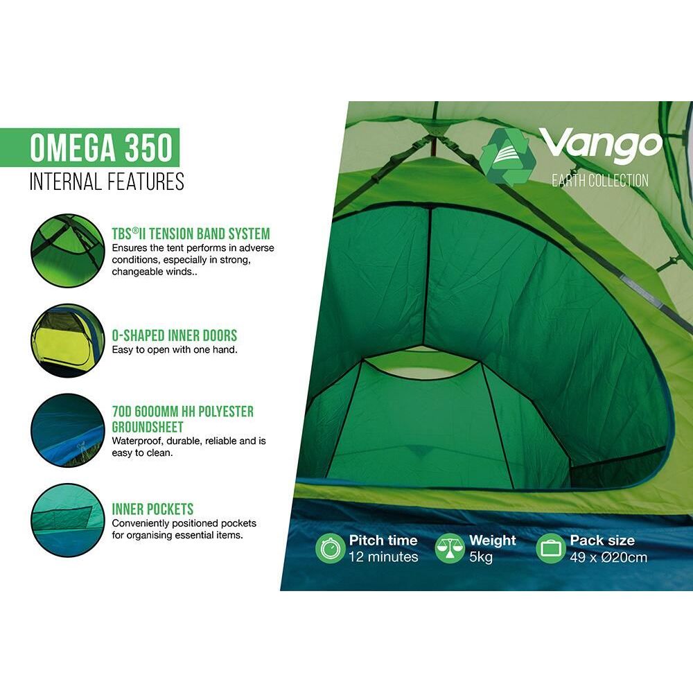 Vango Omega 350 Pamir Green 3 Person Tent