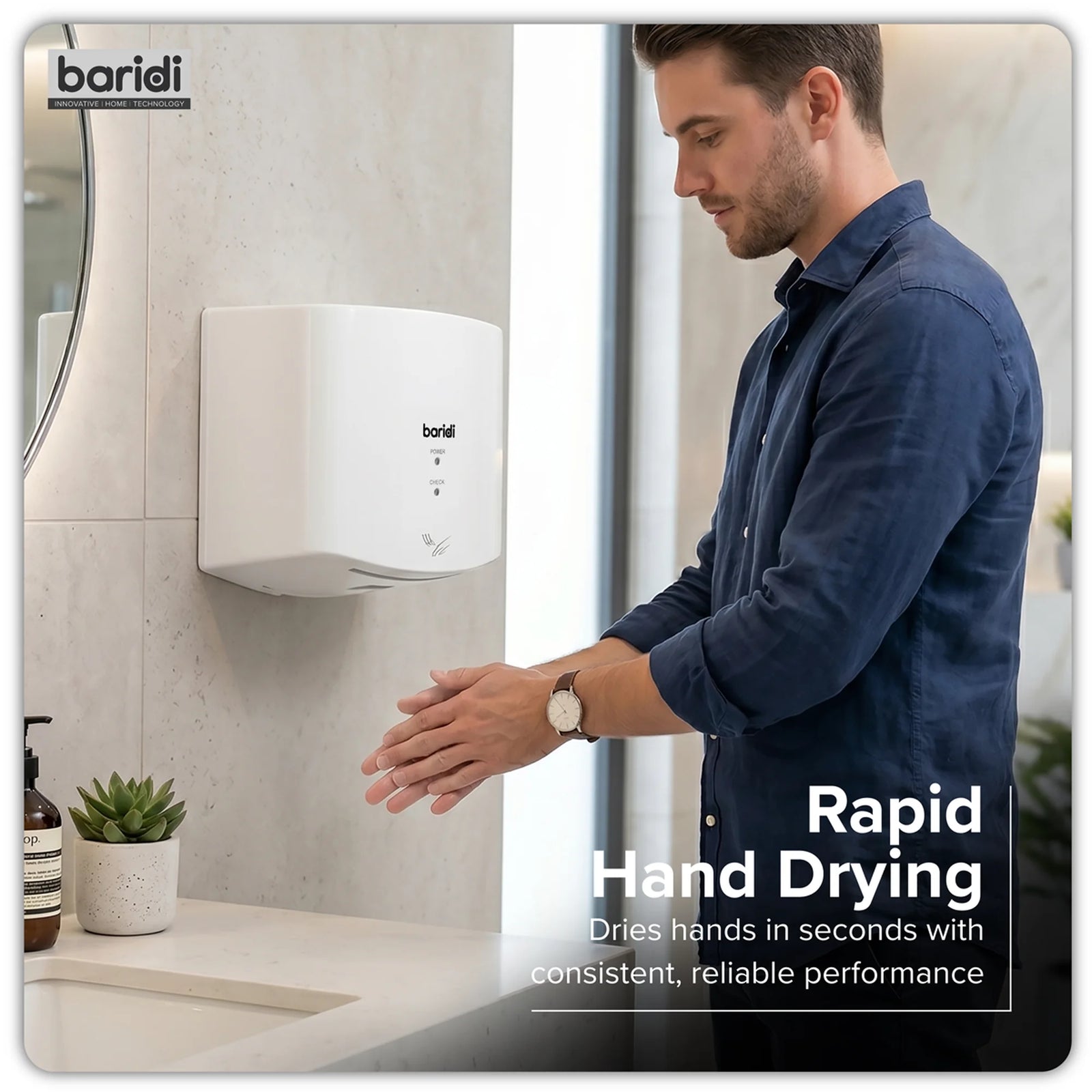 Baridi High Speed Hand Dryer DH378 1400-1650W White