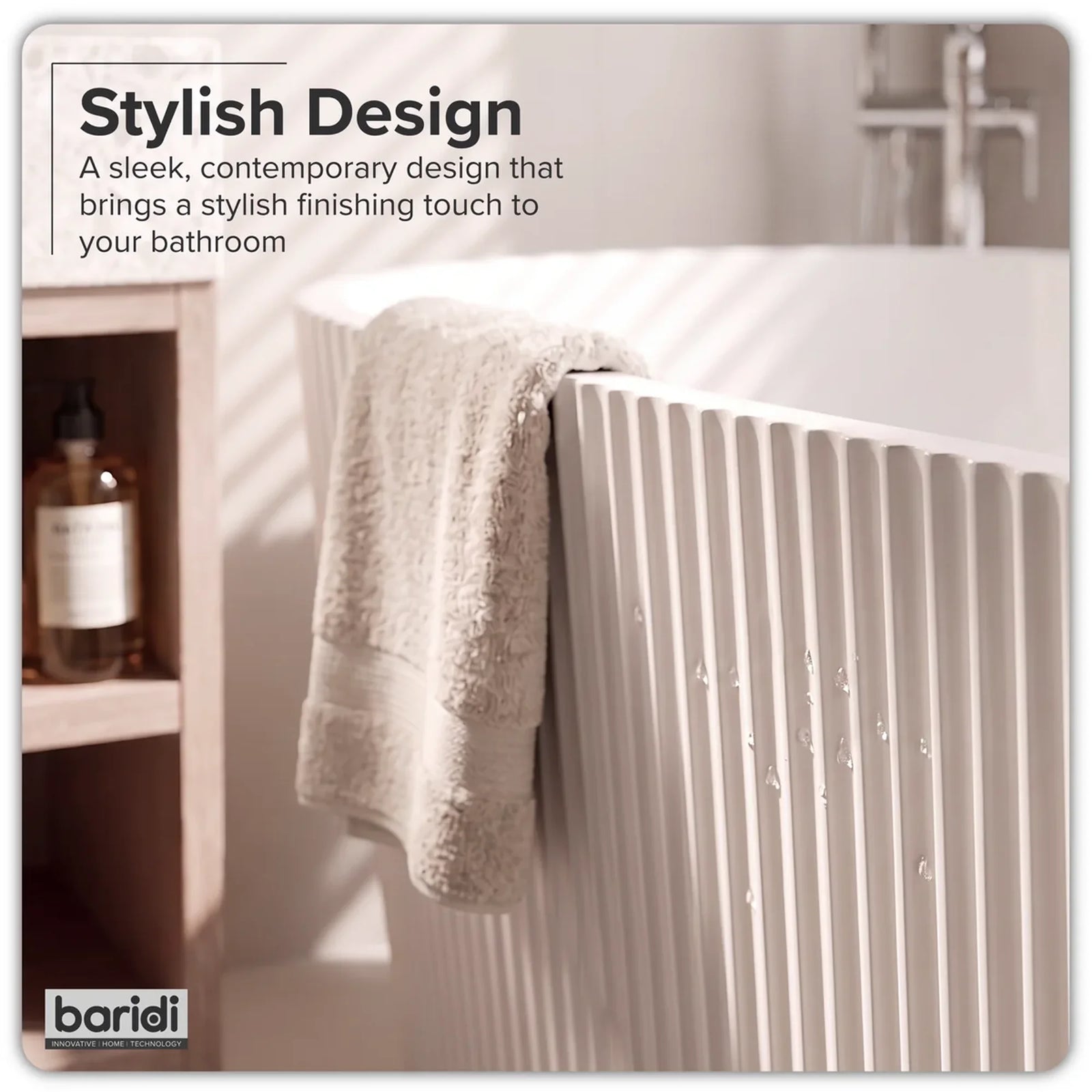 Baridi Double-Ended Fluted Bath 150cm Gloss White
