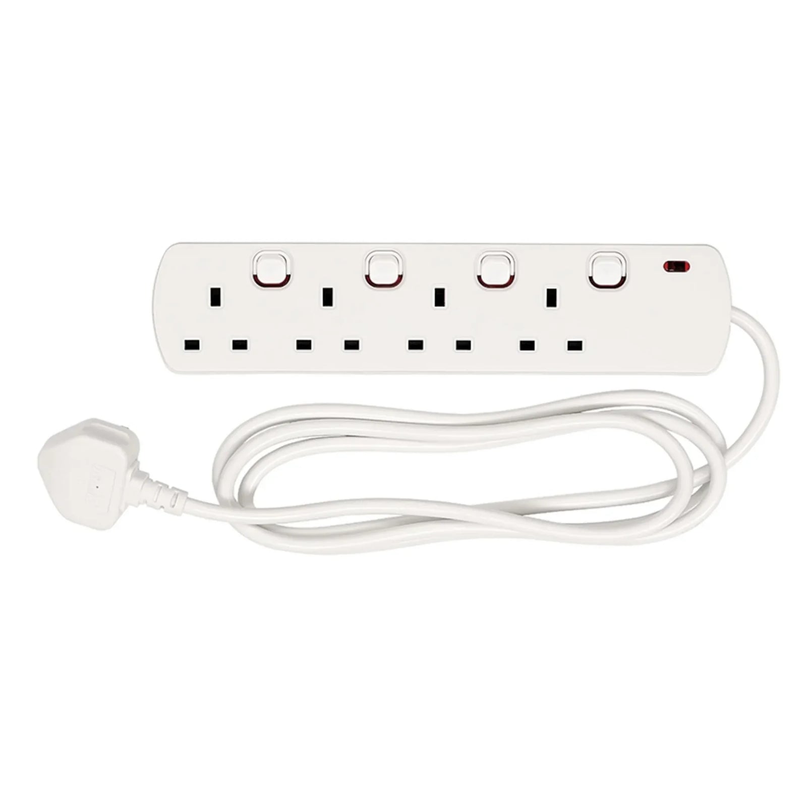 Draper 4 Way Extension Lead 2m with Neon Power Indicator