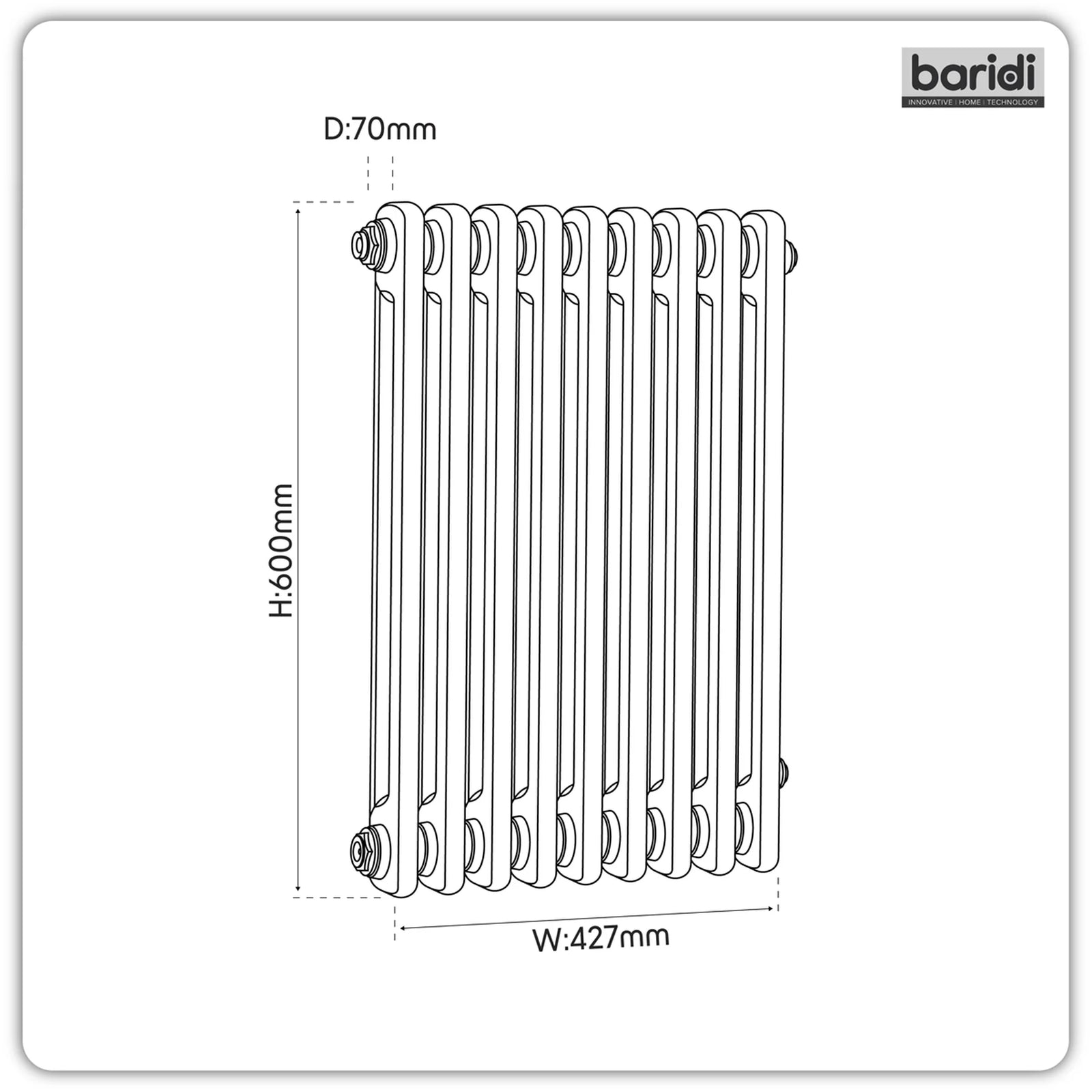 Baridi Horizontal Radiator DH361 600x427mm Black