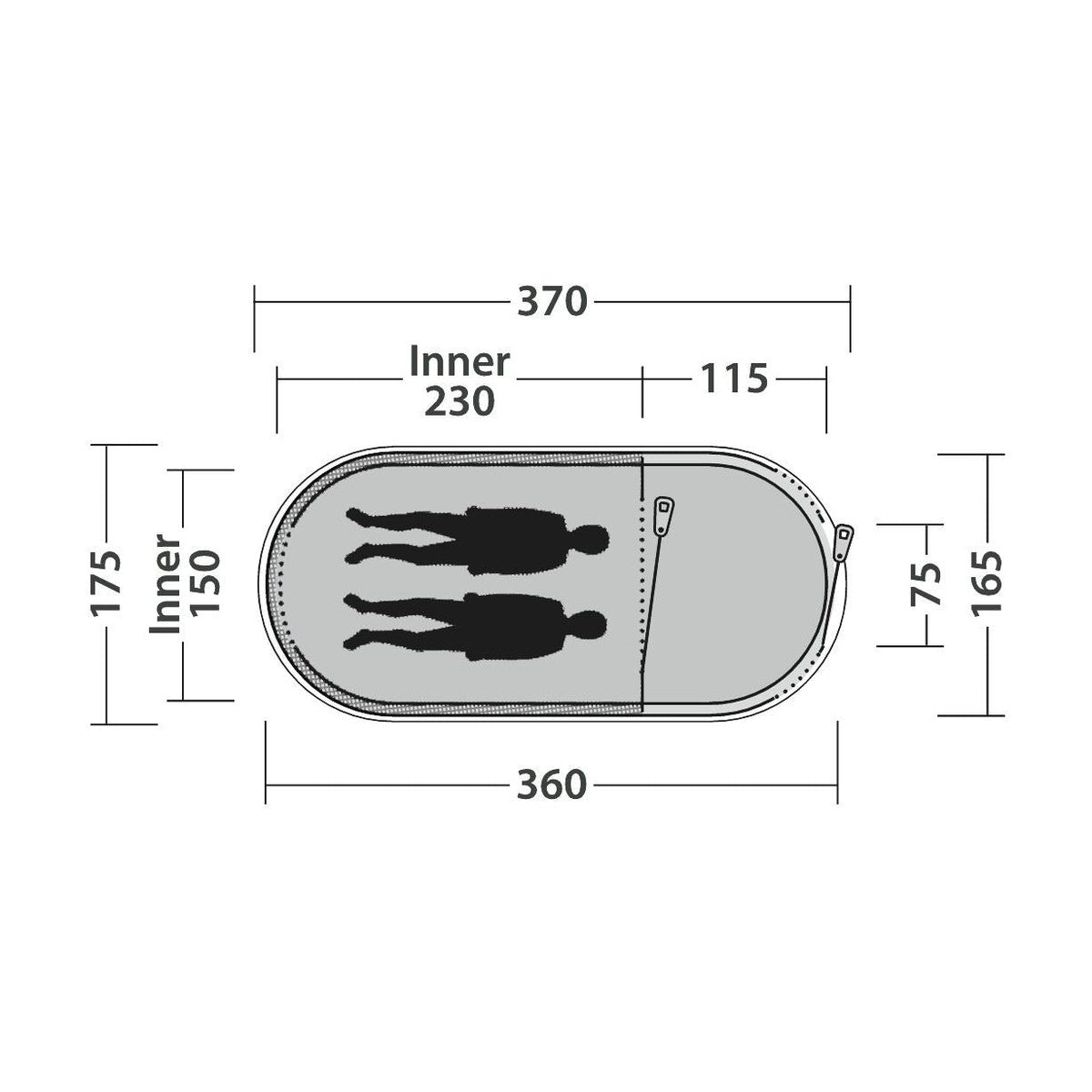 Outwell Nexion 2 Ocean Pop-up Tent 2 Berth Fast Pitch Dark Inner