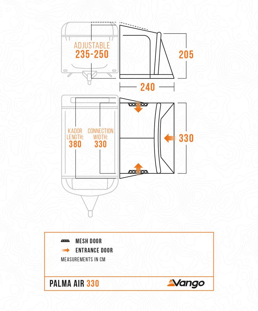 Vango Palma Air 330 Caravan Awning Inflatable Cloud Grey