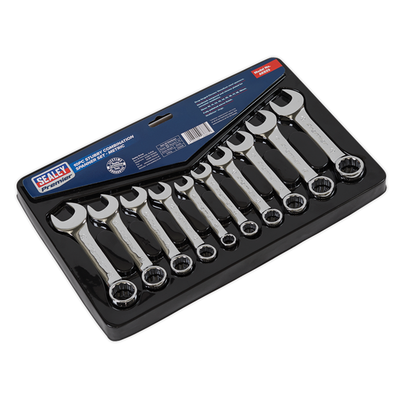 Sealey Combination Spanner Set 10pc Stubby Metric AK633